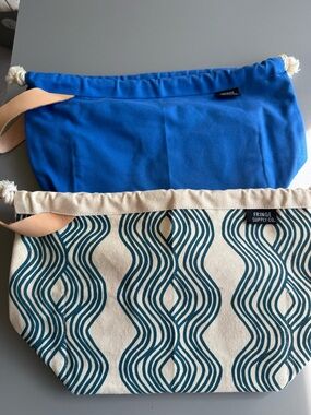 Fringe Supply Co. Canvas Pouch Set of two in Blue and Natural/Blue